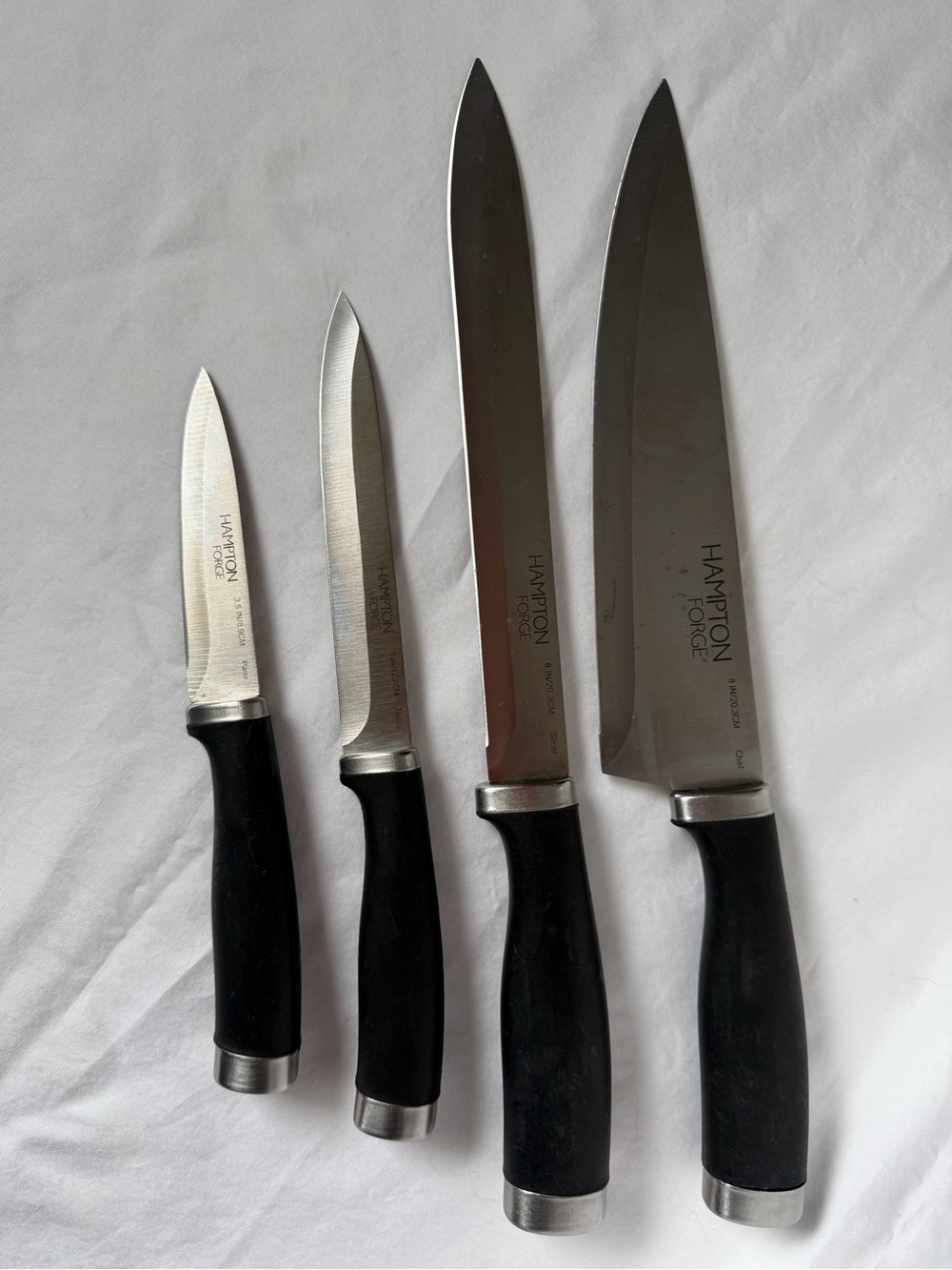 Hampton Forge Epicure Soft Grip Cutlery Black Stainless Steel Knife Set 4 Piece